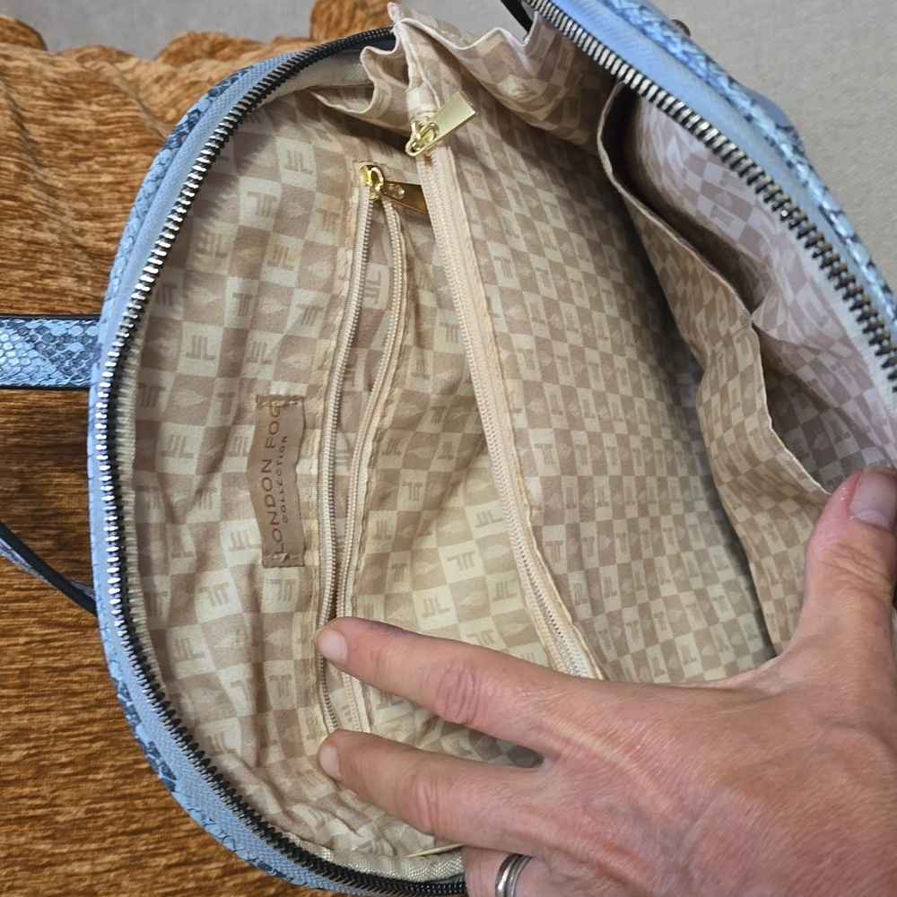 London Fog Blue and Gray Backpack with Snake Print - Picture 7 of 8